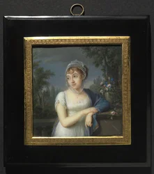 Portret van een vrouw bij een balustrade, 1804