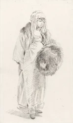 Russische vrouw met een bontmof, tussen 1758 en 1761