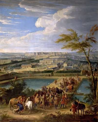 Uitzicht op de stad en het paleis van Versailles vanaf de Montbauron-heuvel