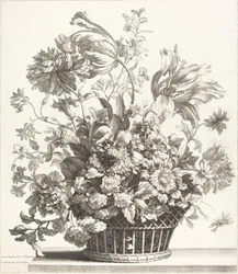 Een mand met lentebloemen