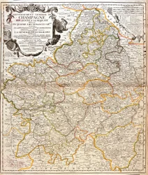 Kaart van Champagne (Frankrijk) (gravure)