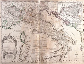 Kaart van Italië, met Corsica, Sardinië en Sicilië