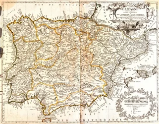 Kaart van Spanje en Portugal