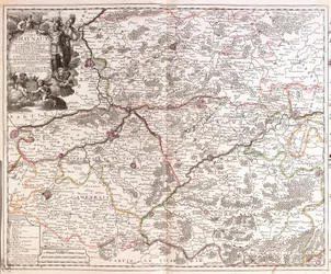 Kaart van het graafschap Henegouwen (België) (Gravure)