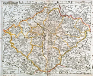 Kaart van het Koninkrijk Bohemen (Tsjechië) (gravure)