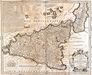 Kaart van het Koninkrijk Sicilië (Italië)