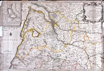 Kaart van het gebied rond Bordeaux (Frankrijk)