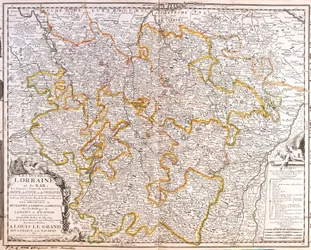 Kaart van de provincie Lotharingen (Frankrijk) (gravure)