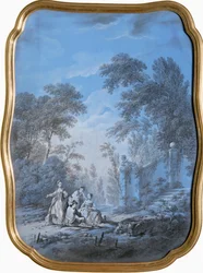 Parklandschap met elegant gezelschap (schilderij op doek)