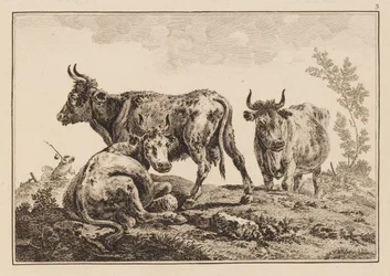 Plaat 3, uit "Cahier de Six Feuilles de Boeufs et Vaches"