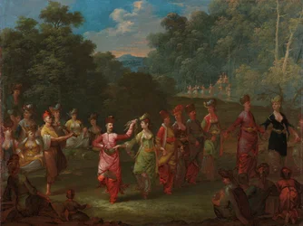 Griekse mannen en vrouwen dansen de Khorra, c.1720-37