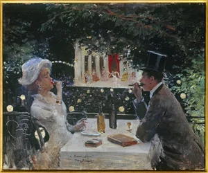 Diner bij de Ambassadeurs. Schilderij door Jean Béraud (1849-1935), 20e eeuw. Olie op hout. Parijs, Musée Carnavalet