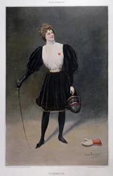 Fescrimeuse - tekening door Jean Beraud (1849 - 1935)