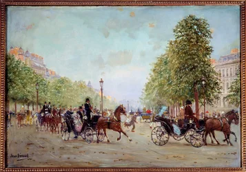De wandeling op de Champs-Elysées. Schilderij door Jean Béraud (1849-1935) 19e eeuw. Parijs, Musée Carnavalet