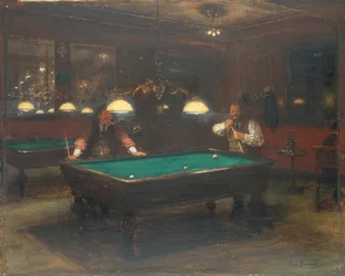De biljartspelers (olieverf op board)