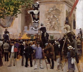 De begrafenis van Victor Hugo (1802-85) bij de Arc de Triomphe, 1885