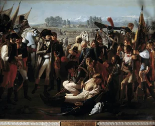Dood van generaal Charles Antoine Desaix de Veygoux (1768-1800) in de Slag bij Marengo op 14/06/1800 onder de ogen van Napoleon Bonaparte (1769-1821) (detail)