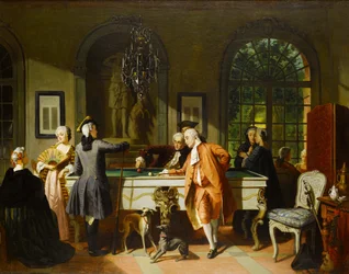 Het biljartspel, midden 19e eeuw