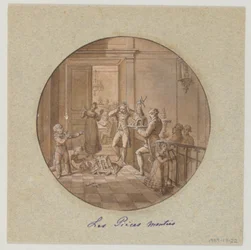 Ontwerp voor een Geschilderd Porseleinen Bord, Les Pièces Montées (Gelaagde Taarten) voor de Service des Objets de Dessert (Dessertservice)