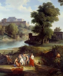 Odyssee van Homeros: Ulysses ziet Nausicaa, dochter van koning Alcinoos, met een bal spelen met haar volgelingen (detail)