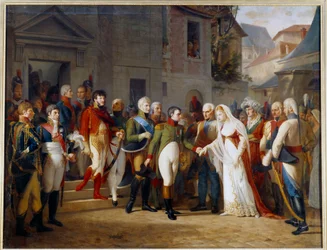 Napoleon I (1769-1821) ontving koningin Louise van Pruisen (1776 - 1810) in Tilsit op 6 juli