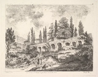 Zicht op de ingang van Tivoli en de muren van de Villa d