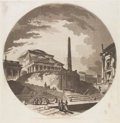 Uitzicht op de Rotunda met trappen aan de Tiber, 1766