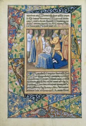 David wordt gekroond, uit het Getijdenboek van Lodewijk van Orléans, 1490