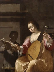 Vrouw die een Luit Speelt, 1638