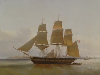 Drie-mast boot, in de haven van Le Havre, 1846