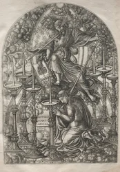 De Apocalyps: St. Jan ziet zeven gouden kandelaars, 1546-1556