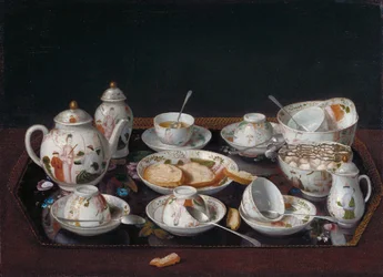 Duits: Stilleven met koffiekopjes (Japans theeservies) Stilleven: theeservies