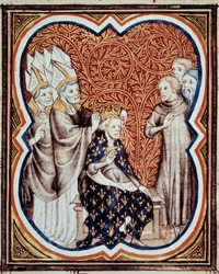 De hoorn van koning Lodewijk VI genaamd de Dikke (1081-1137) Miniatuur genomen uit 