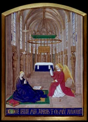 Miniatuur Annunciatie uit Het Getijdenboek van Etienne Chevalier door Jean Fouquet (1420-1477/1481)