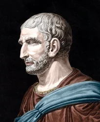 Portret van Lucius Junius Brutus - legendarische stichter van de Romeinse Republiek - gravure door Jean Francois Janinet
