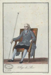 Vrederechter, gegraveerd door Alix, uit een boek over Franse Directoire-kostuums