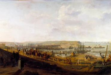 Keizer Napoleon I bezoekt het kamp van Boulogne in juli 1804