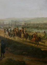 Napoleon Bonaparte (1769-1821) Bezoekt het Kamp bij Boulogne in juli 1804, detail van Napoleon en de Vloot, 1806