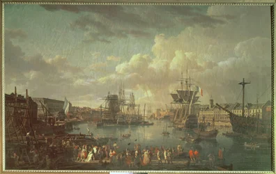 Gezicht op de haven van Brest