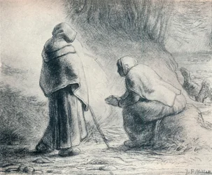 Bergeres Se Chauffant, Herders bij een Vuur, 19e eeuw