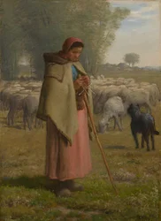 Jong meisje dat haar schapen bewaakt, c.1860-?62