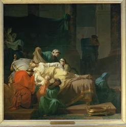 Alceste geeft zich over aan de dood om haar man Admete te redden - Alceste bereidt zich voor om te sterven voor haar man Admet ...