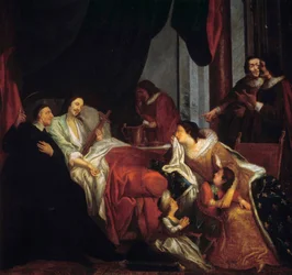 Saint Vincent de Paul (1581-1660) voor het sterfbed van Koning Lodewijk XIII