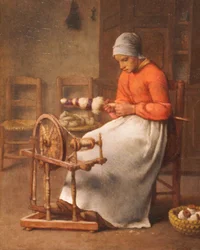 Spinnende vrouw