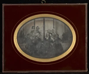 Groepsportret van acht leden van de Eynard-Lullin kring