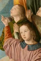 Engelen (detail). Drieluik van de meester van Moulins