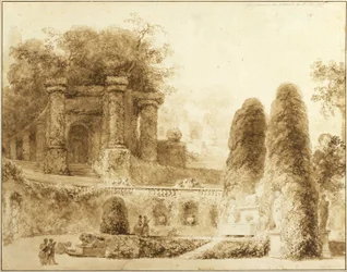 Romeins park met fontein, 1774