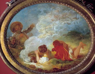 Perrette en de melkkan Naar het verhaal “De melkmeid en de melkkan” door Jean de la Fontaine. Schilderij door Jean Honoré Fragonard (1732-1806) 18e eeuw Musée Cognacq Jay
