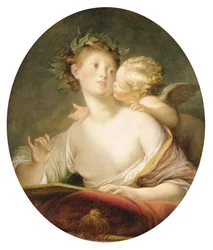 Sappho geïnspireerd door Cupido
