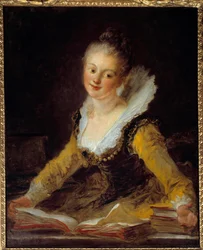 Studie. Een vrouw bladert door boeken om te leren